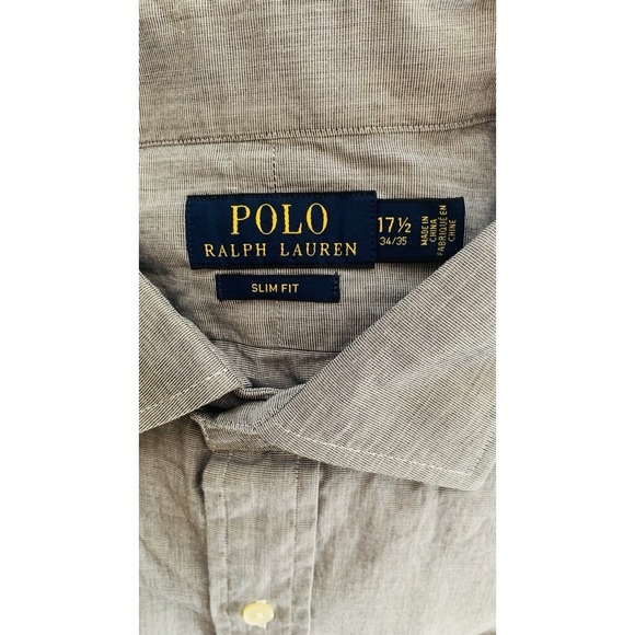 Polo Ralph Lauren Slim Fit Men's Gray Dress Shirt 17.5 34/35 - Picture 4 of 7